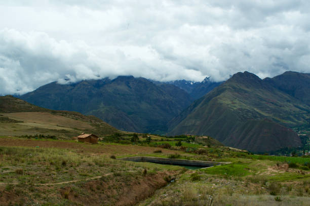 A mountain valley surrounded by fog