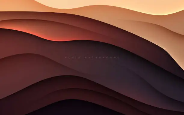 Vector illustration of Brown abstract dimension background gradient wavy textured layers