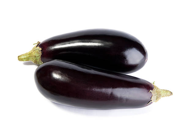 istock Fresh aubergine on a white background 146809418