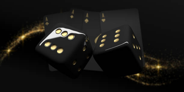 istock Winning dices and aces on luxury black background 1468095513