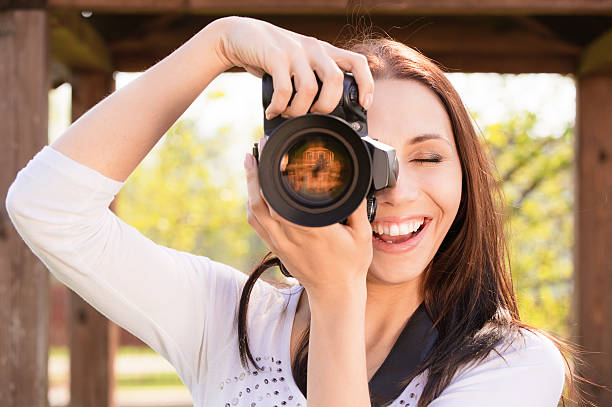istock A girl holding a camera preparing to take a picture 146809605