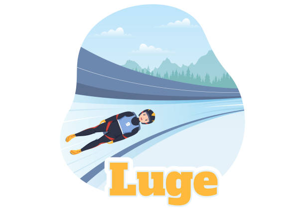 illustrations, cliparts, dessins animés et icônes de luge sled race athlète sports d’hiver illustration avec conduite d’une luge, glace et bobsleigh dans un dessin animé plat dessiné à la main pour les modèles de page de destination - winter olympic games