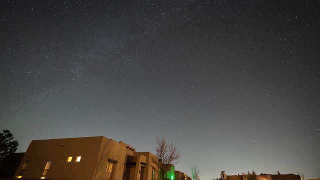 Santa Fe Adobe Architecture House Starry Night Milky Way Time Lapse