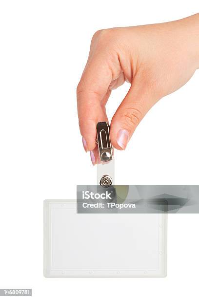 Hand With Badge Stock Photo - Download Image Now - Badge, Blank, Border - Frame
