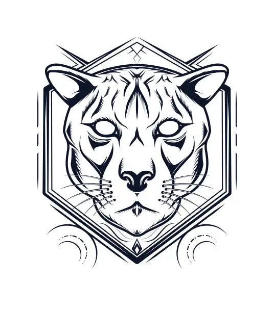 Vector illustration of Puma vector logo in black and white color