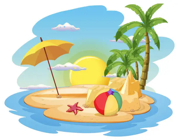 Vector illustration of Summer beach scene template