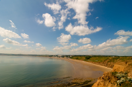 Sand, sea and waves at Harlyn Bay, Cornwall, UK