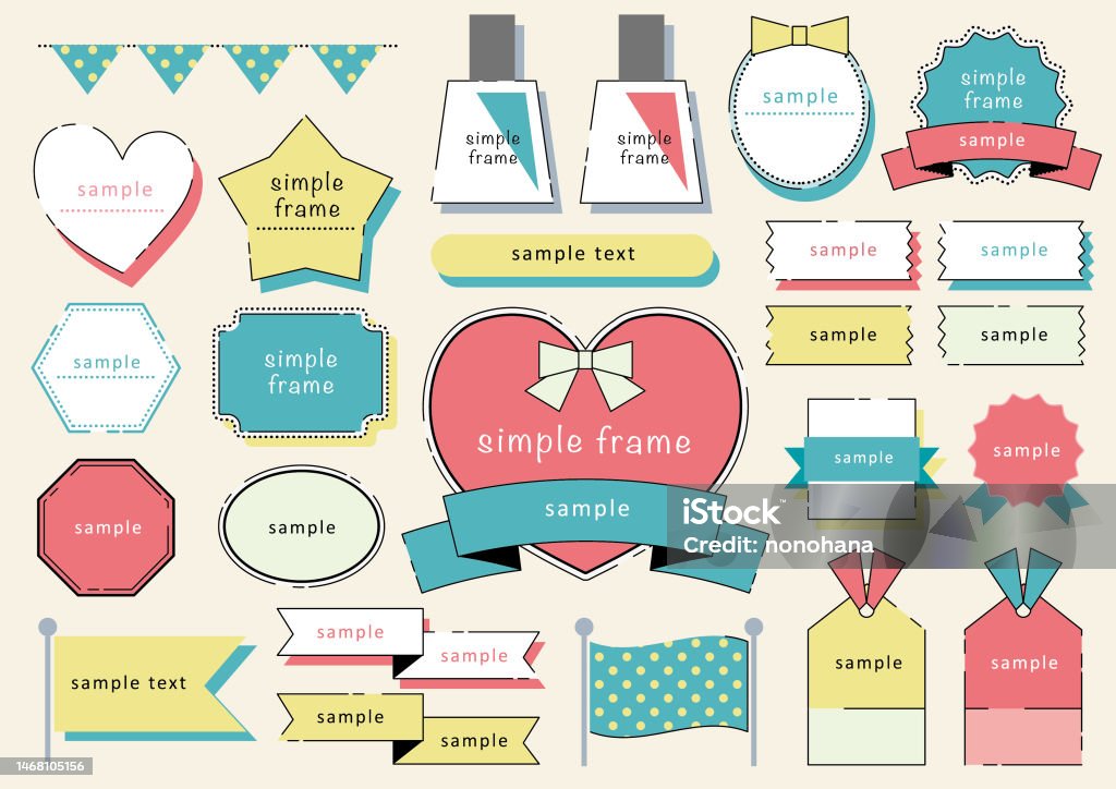 Pretty Simple Frame Set Of Simple And Cute Frames Stock Illustration - Download Image Now ...