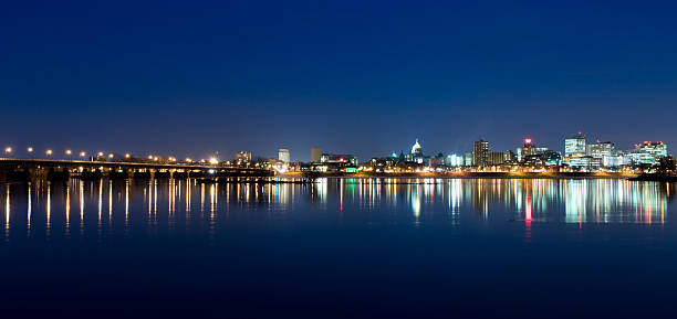 Harrisburg Pennsylvania Skyline at Night stock photo