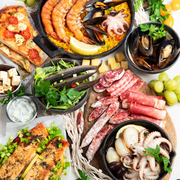 Freshly prepared delicious varieties of Mediterranean dishes.
