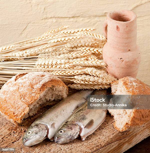 Symbols Of Christianity Stock Photo - Download Image Now - Fish, Loaf of Bread, Bread