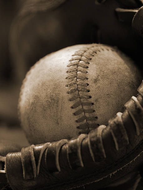 Baseball and glove detail stock photo