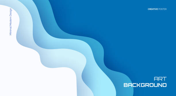 illustrations, cliparts, dessins animés et icônes de affiche multicolore de fond de vague découpée en papier - water backgrounds blue wave