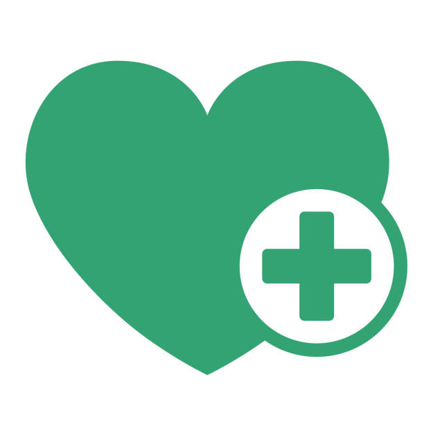 ilustrações, clipart, desenhos animados e ícones de ícone de primeiros socorros do coração cruzado, médico - green cross
