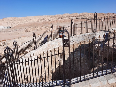 A view of the site of Moses Well is also known as Bir Al-Saidani in Bada, Tabuk, Saudi Arabia. This well is located between the desert and the mountains. A large number of pilgrims go for pilgrimage. This well has now dried up.