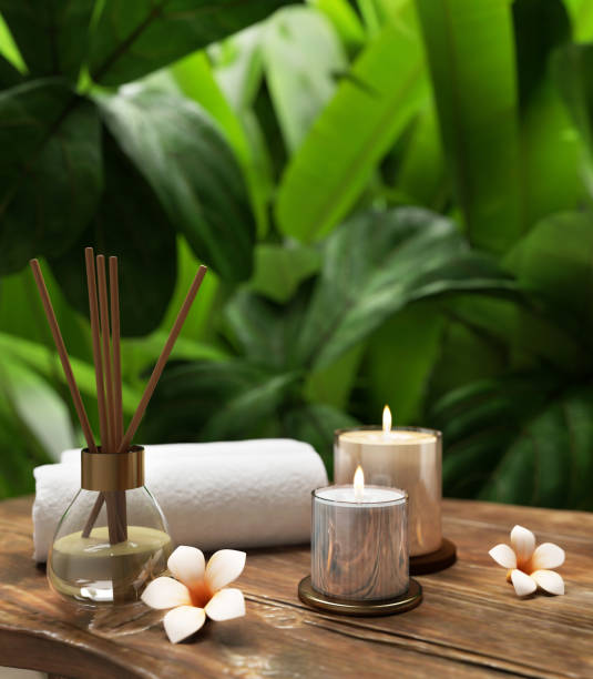 istock Spa object close up with leaves background.Concept for spa advertising.3d rendering 1468116187