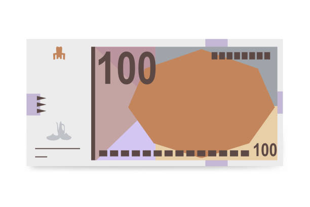 ilustrações de stock, clip art, desenhos animados e ícones de macedonian denar vector illustration. north macedonia money set bundle banknotes. paper money 100 mkd. flat style. isolated on white background. simple minimal design. - denar