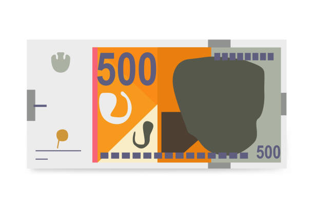 ilustrações de stock, clip art, desenhos animados e ícones de macedonian denar vector illustration. north macedonia money set bundle banknotes. paper money 500 mkd. flat style. isolated on white background. simple minimal design. - denar