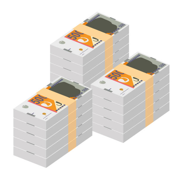 istock Macedonian Denar Vector Illustration. North Macedonia money set bundle banknotes. Paper money 500 MKD. Flat style. Isolated on white background. Simple minimal design. 1468117822