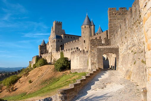 Walls and towers of medieval castle of Carcassonne