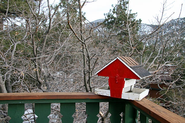 Red Birdhouse stock photo