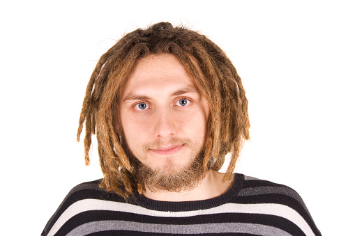 portrait of young dreadlock man isolated