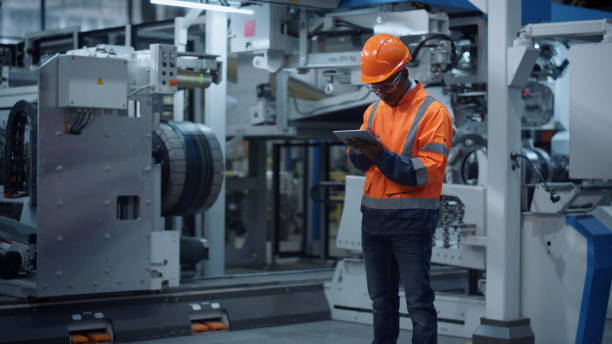 istock Engineer use tablet computer at industrial factory closeup. Supervisor concept. 1468124718