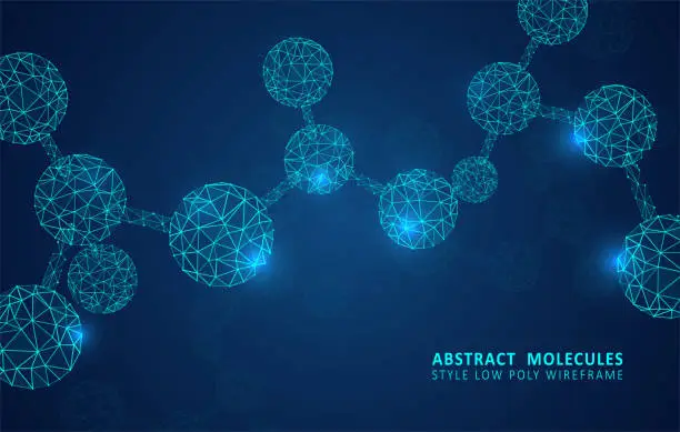 Vector illustration of Abstract polygonal wireframe molecules.