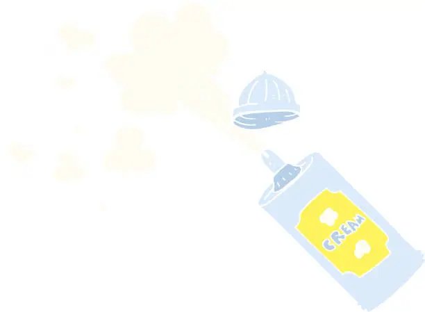 Vector illustration of flat color illustration of spraying whipped cream