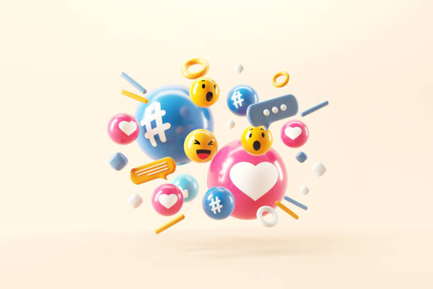 istock Abstract social media and technology with love, like, comment icon on yellow background, 3d render. 1468127091