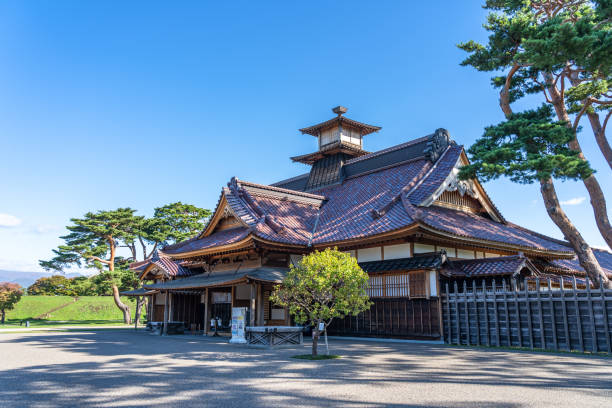 Hakodate Bugyosho inside the Goryokaku park Hakodate Bugyosho inside the Goryokaku park, a star shaped fort park in Hakodate city. Hokkaido, Japan hakodate stock pictures, royalty-free photos & images