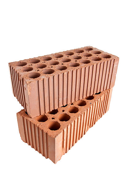 Two perforated bricks (stacked) stock photo