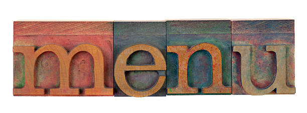 istock menu in wooden letterpress type 146813047