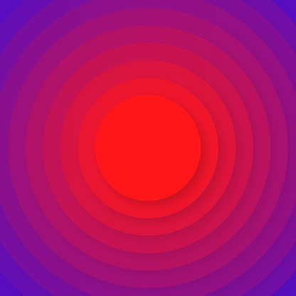 Modern and trendy background. Abstract design with circles and beautiful color gradient in a paper cut style. This illustration can be used for your design, with space for your text (colors used: Red, Pink, Purple). Vector Illustration (EPS file, well layered and grouped), square format (1:1). Easy to edit, manipulate, resize or colorize. Vector and Jpeg file of different sizes.