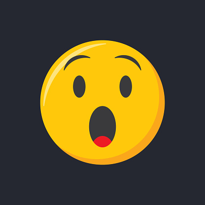 Emoji icon. Shocked face, scared emoticon vector illustration.
