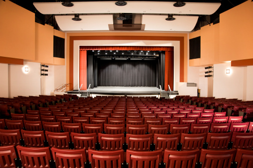 Empty Theater and Stage in red and orange