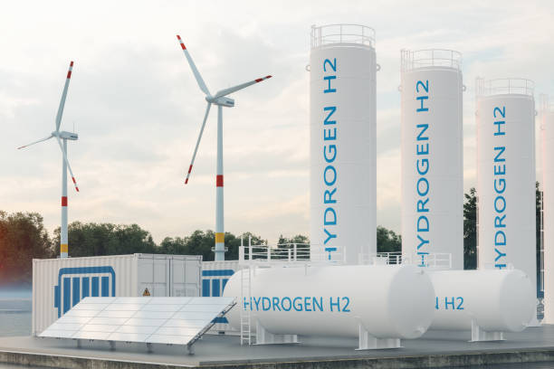 istock Energy Storage System With Hydrogen Storage Compartment, Wind Turbines, Solar Panels And Li-ion Battery Container 1468135902