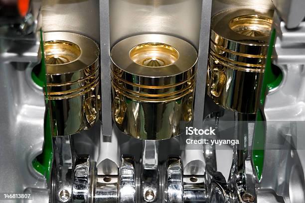Glossy Polished Cylinder Block From An Automobile Stock Photo - Download Image Now - Car, Exploding, Crank Mechanism