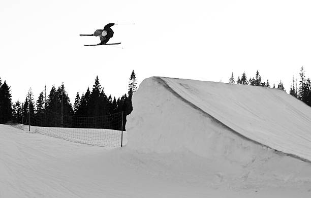 Flying High on ski stock photo