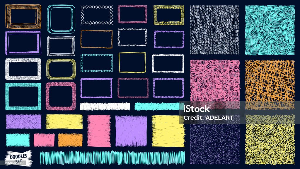 Scibbled Pattern Scribble Patterns Set Doodles Backgrounds Quirky Sketches Scrawl ...