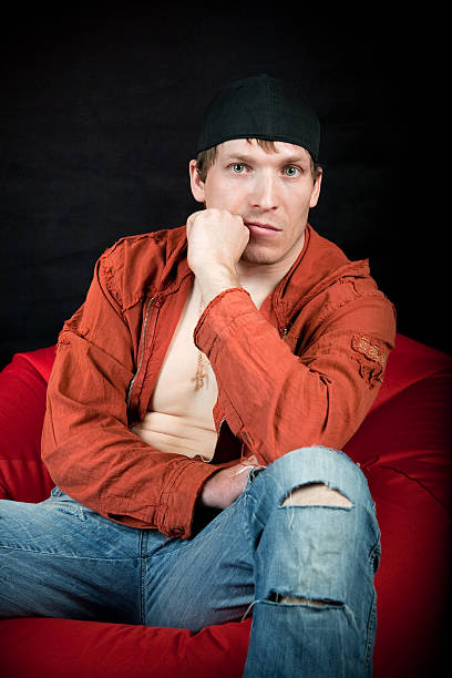 istock Boy wearing jeans on black background 146814133