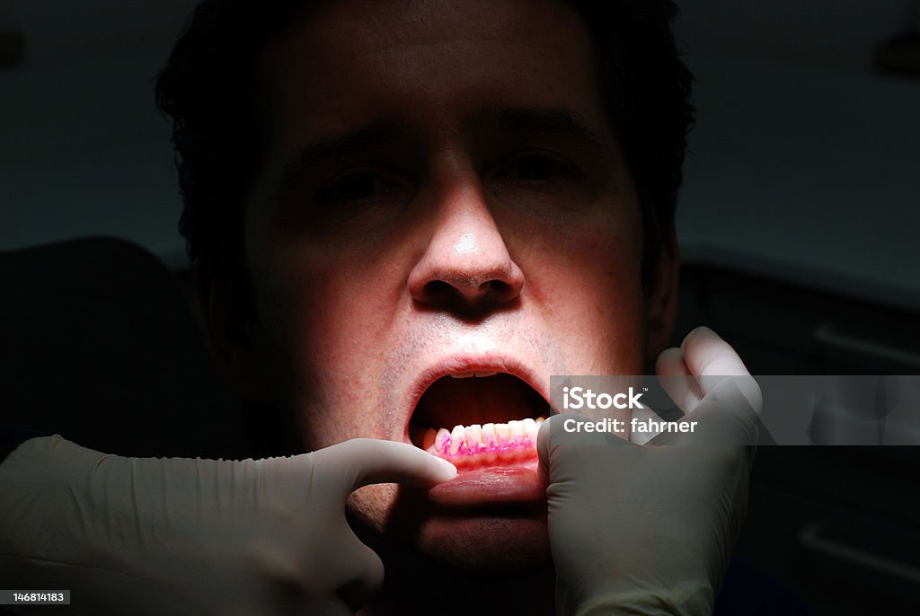 Panik auf dem Zahnarztstuhl - Lizenzfrei Angst Stock-Foto