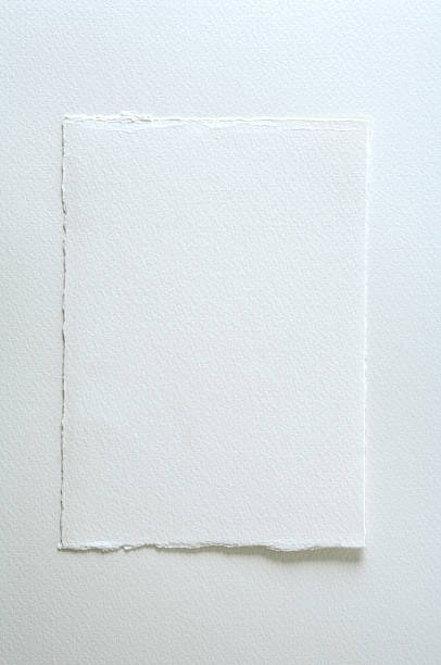 Piece of white watercolor paper on white background stock photo
