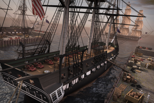 3D rendering of the USS constitution and her sister ships.