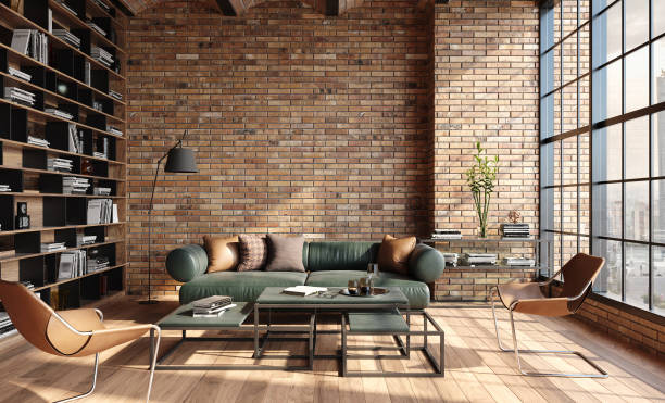 istock Living room loft in industrial style 1468153444