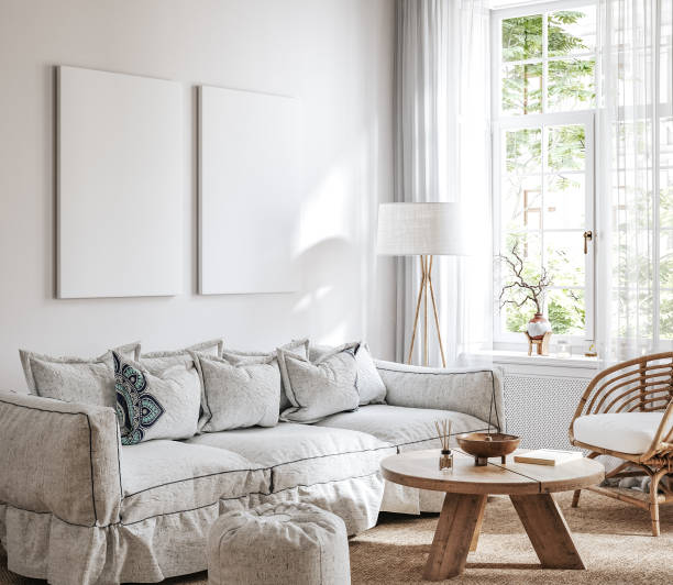 istock Canvas mockup in modern interior, Scandinavian style 1468153458