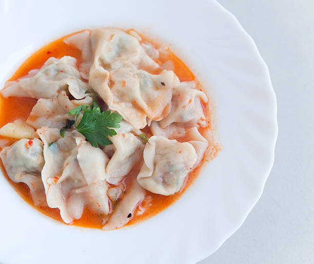 cooked homemade ravioli stock photo