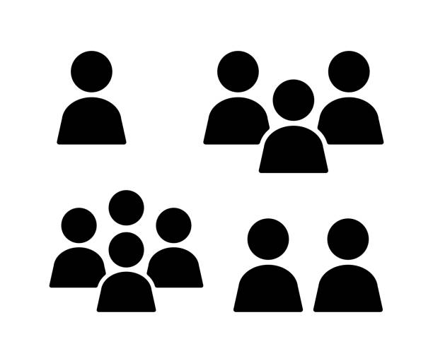 ilustrações de stock, clip art, desenhos animados e ícones de grouping people icon set isolated vector illustration. - four people