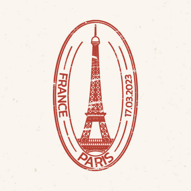 istock Paris rubber stamp design with grunge texture. Travel, passport icon or seal with the Eiffel Tower. France symbol. Vector illustration. 1468158844
