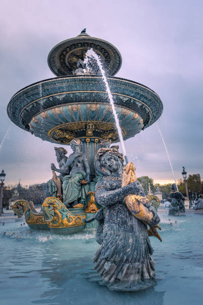 istock Fountain on the Place de la Concorde square in Paris at blue hour 1468159215